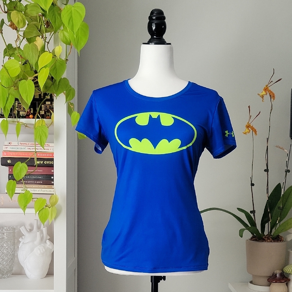 Under Armour Blue T-Shirt with Yellow Batman Logo